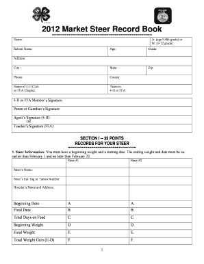 2012 Market Steer Record Book