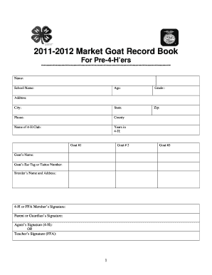 2011-2012 Market Goat Record Book