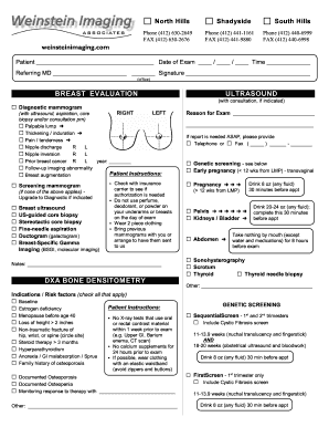 Breast Evaluation Ultrasound Form