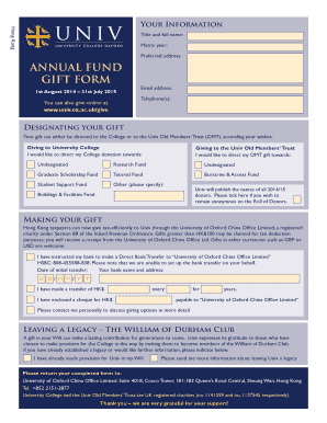 University of Oxford Donation Form
