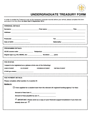 Undergraduate Treasury Form