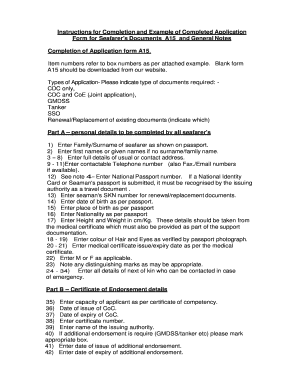 St Kitts & Nevis Seafarer Documents Application Form A15