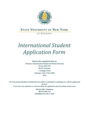 SUNY Geneseo International Student Application Form