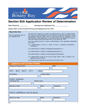 Section 82A Application Review Form