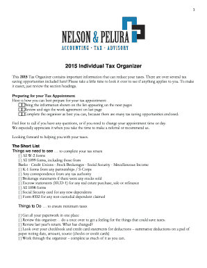 2015 Individual Tax Organizer