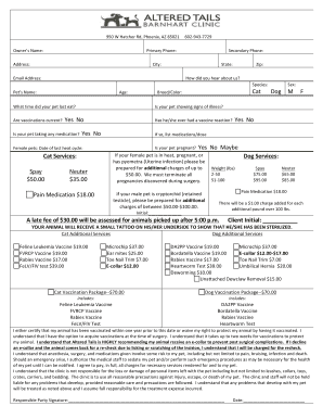 Pet Spay Neuter Form