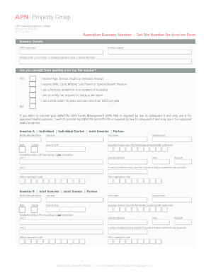 Australian Business Name Tax File Number Declaration Form