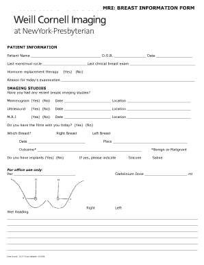 MRI Breast Information Form