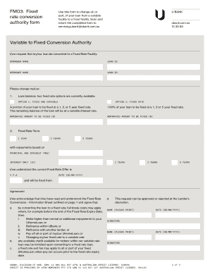 Variable to Fixed Rate Conversion Authority Form
