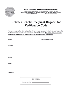 Retiree Verification Code Request Form