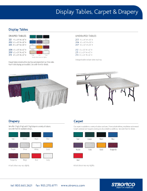 Display Tables & Drapery Order Form