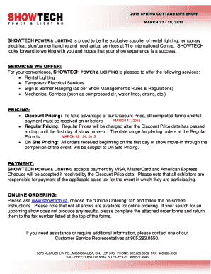 Showtech Power & Lighting Order Form