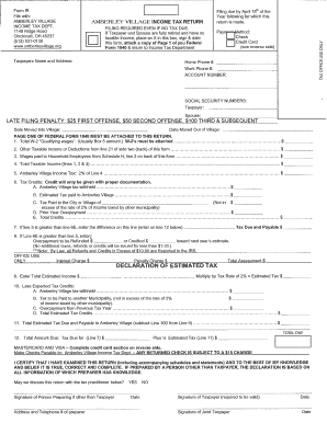 Amberley Village Income Tax Return
