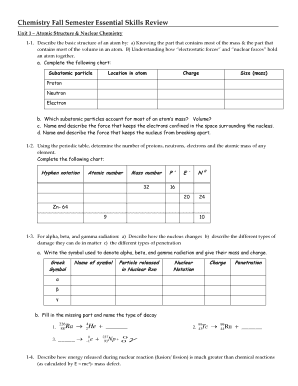 Chemistry Fall Semester Essential Skills Review - whs rocklinusd