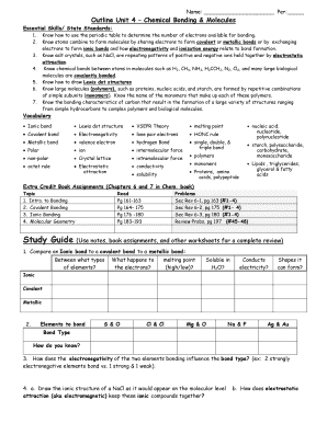 Printable electronegativity chart - Outline Unit 4 Chemical Bonding Molecules - whs rocklinusd