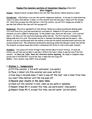 Alka Seltzer Dissolution Lab Worksheet