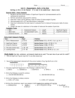 Unit 2 Chemistry Study Guide