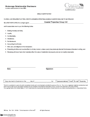 Florida Single Agent Notice