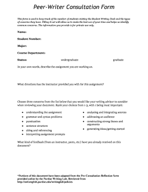 Peer-Writer Consultation Form
