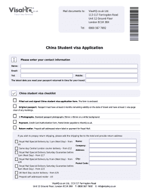 China Student Visa Application Form