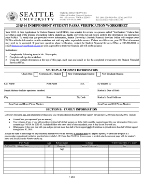 2015-16 FAFSA Verification Worksheet