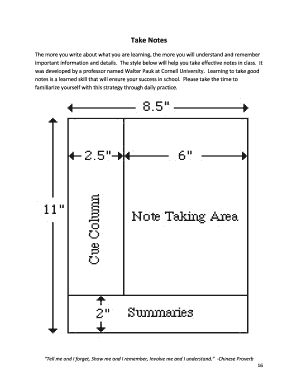Cornell Note Taking Template