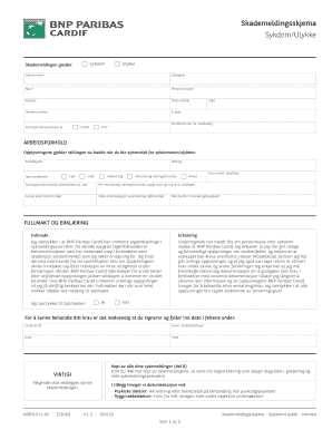 Norwegian Accident/Illness Claim Form