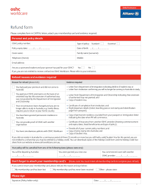 OSHC Refund Form