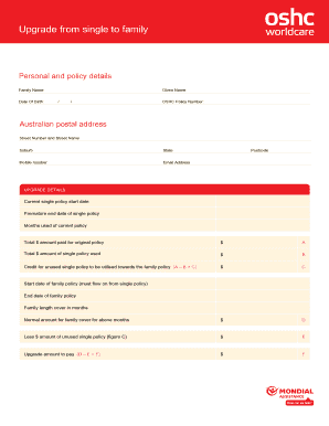 OSHC Policy Upgrade Form