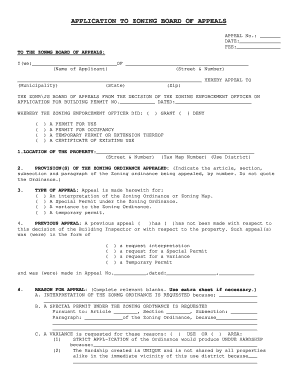 Application to Zoning Board of Appeals