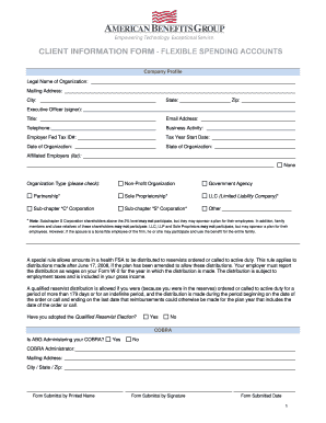 Client Information Form - Flexible Spending Accounts