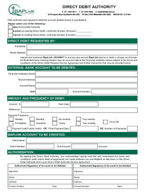 Direct Debit Authority Form