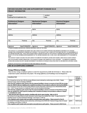 Ontario Building Code SB-10 Compliance Form