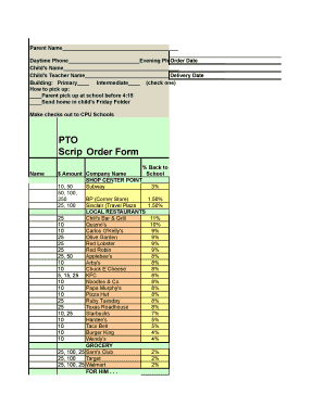 PTO Scrip Order Form