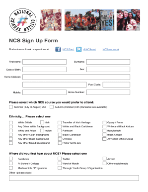 NCS Sign Up Form