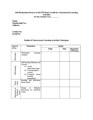 CPE Hours Credit Self-Declaration Form