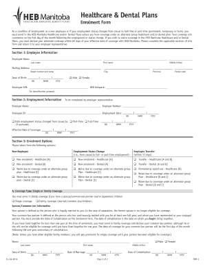 HEB Manitoba Healthcare and Dental Enrolment Form