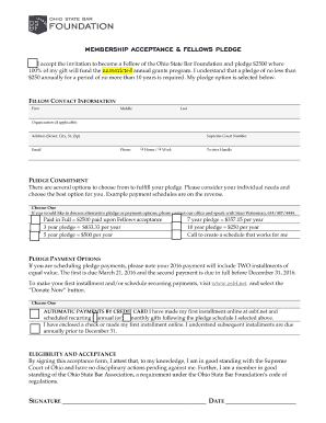 Fellowship Contact Information and Pledge Form