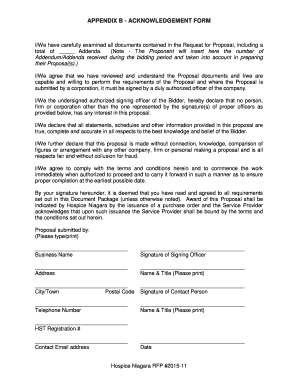 RFP Acknowledgement Form