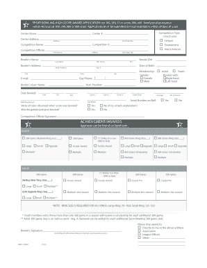 Sport Bowling High Score Award Application