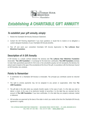 Charitable Gift Annuity Application