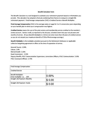 Retirement Benefit Calculator Form