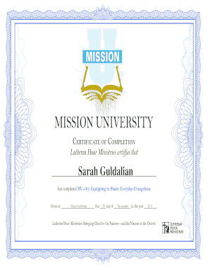 Certificate of Completion