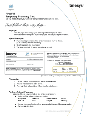 Temporary Pharmacy Card for Workers' Compensation