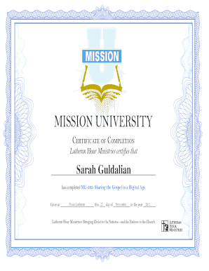 Certificate of Completion