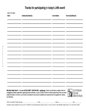 Lutheran Hour Ministries Event Sign-Up Form
