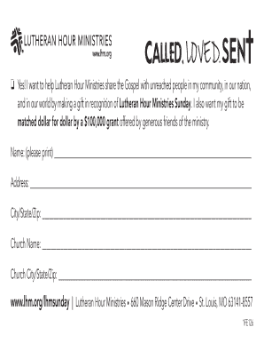 Lutheran Hour Ministries Donation Form