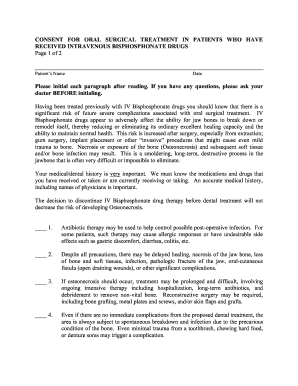 Consent for Oral Surgical Treatment