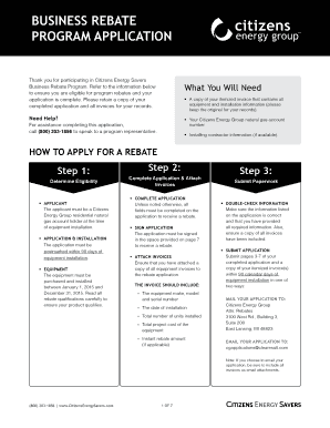 Business Rebate Program Application