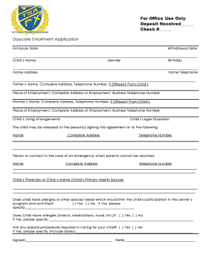 Daycare Enrollment Application